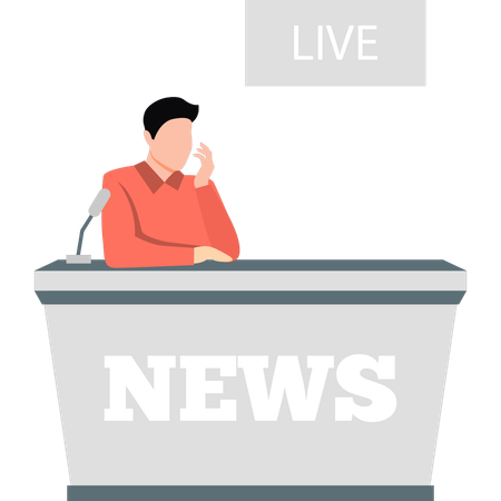 Man taking news live online  Illustration