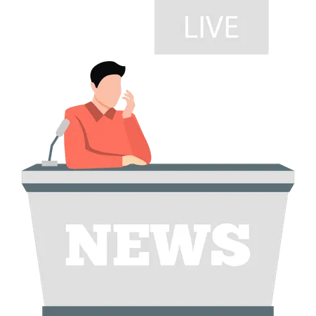 Man taking news live online  Illustration