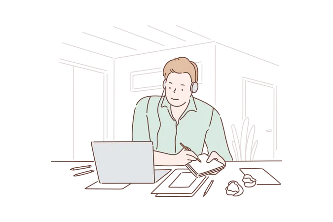 Man taking notes  Illustration