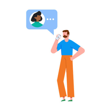 Man taking on mobile Call  Illustration