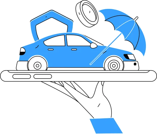 Man taking online car insurance policy  Illustration