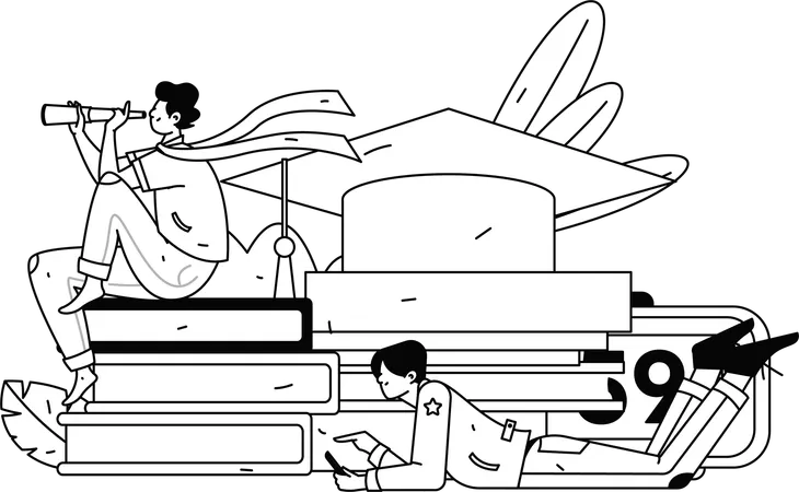 Man Taking Online Math Class  Illustration