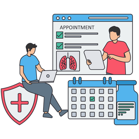 Man taking online medical appointment  Illustration