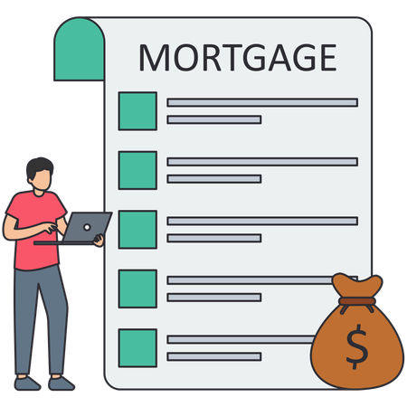 Man taking online mortgage loan  Illustration