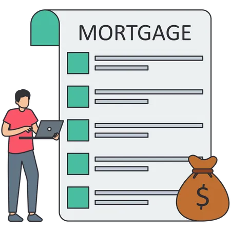 Man taking online mortgage loan  Illustration