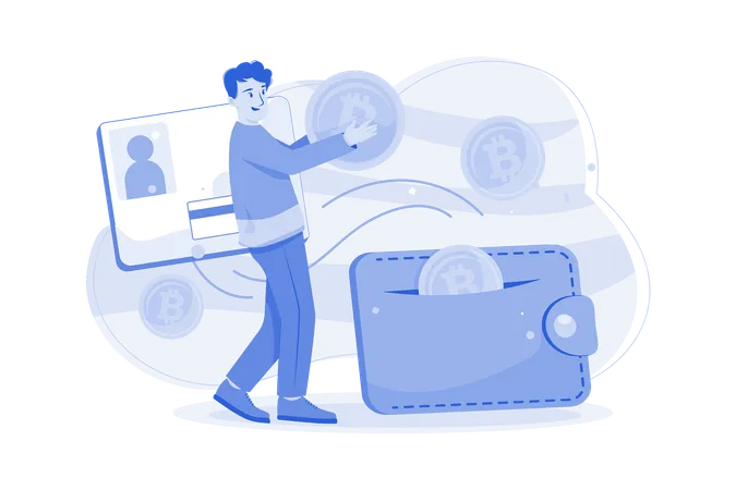Man Taking Payout Of Cryptocurrency Illustration Concept On White Background Illustration