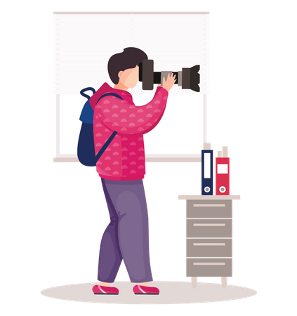 Man Taking Photo In Office  Illustration