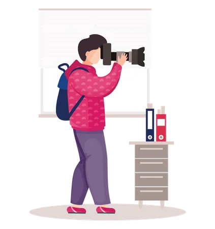 Man Taking Photo In Office  Illustration