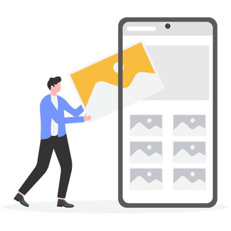 Man taking photo on mobile  Illustration