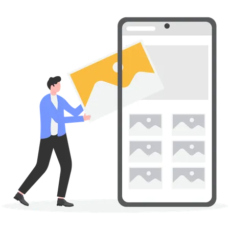 Man taking photo on mobile  Illustration