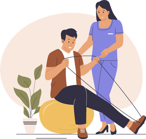 Man taking Physical therapy  Illustration