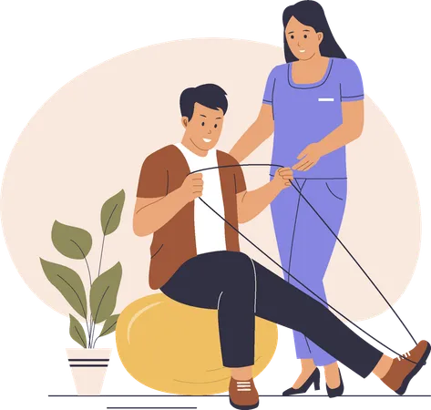 Man taking Physical therapy  Illustration