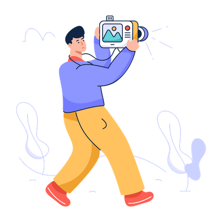 Man Taking Picture using camera Illustration