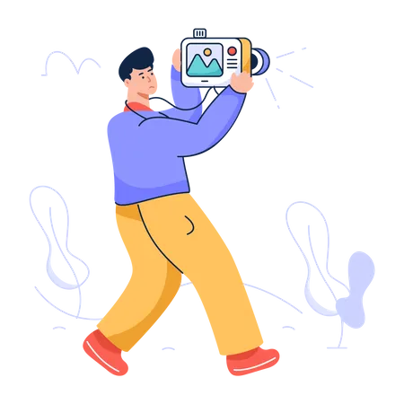 Man Taking Picture using camera Illustration