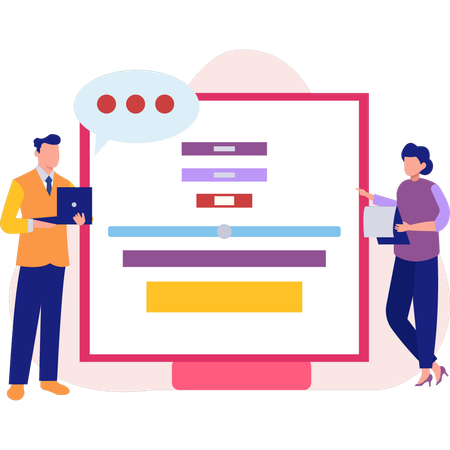 Man taking presentation from a girl  Illustration