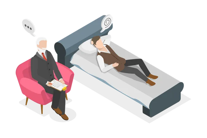 Man taking Private Psychology therapy  Illustration