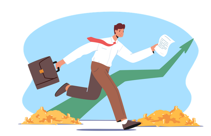 Man Taking Profits From Bull Market  일러스트레이션