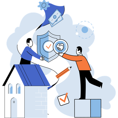 Man taking property insurance  Illustration
