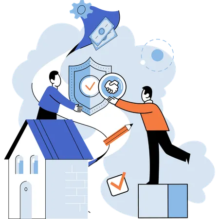 Man taking property insurance  Illustration