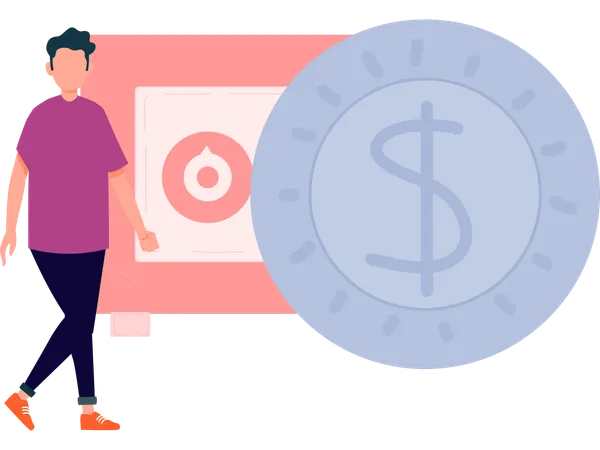 Man taking rental locker  Illustration