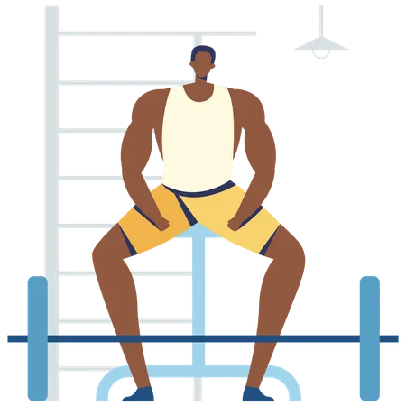 Man taking Rest Between Lifts  Illustration