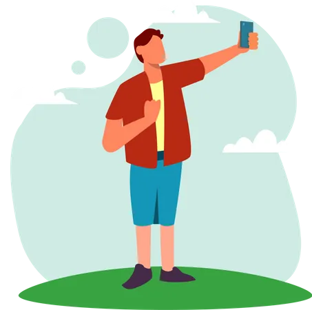 Man taking selfie  Illustration