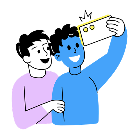 Man Taking selfie from mobile  Illustration