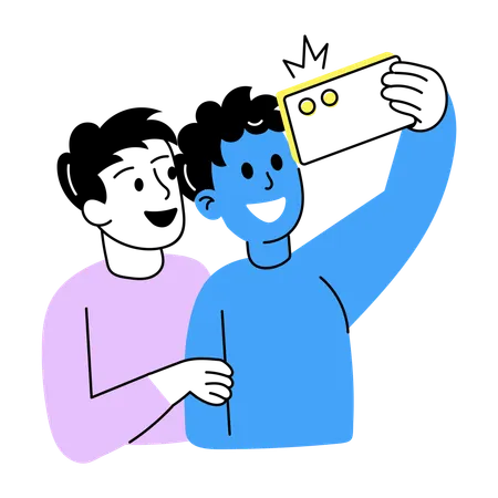 Man Taking selfie from mobile  Illustration