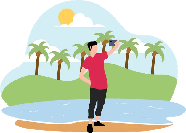 Man taking selfie  Illustration