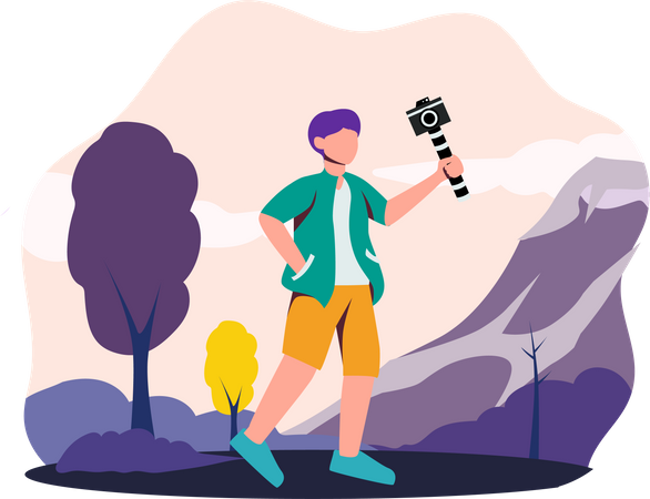 Man taking selfie  Illustration