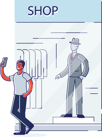 Man taking selfie on smartphone  Illustration