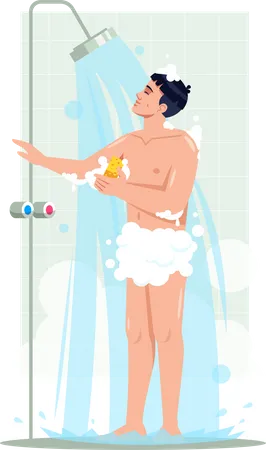 Man taking shower  Illustration