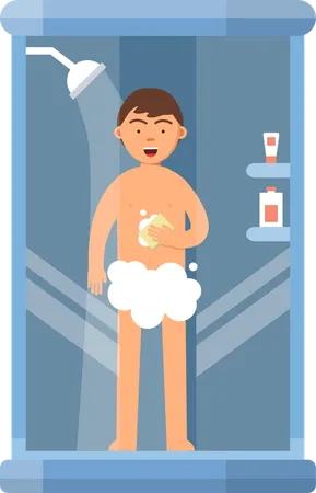 Man taking shower  Illustration