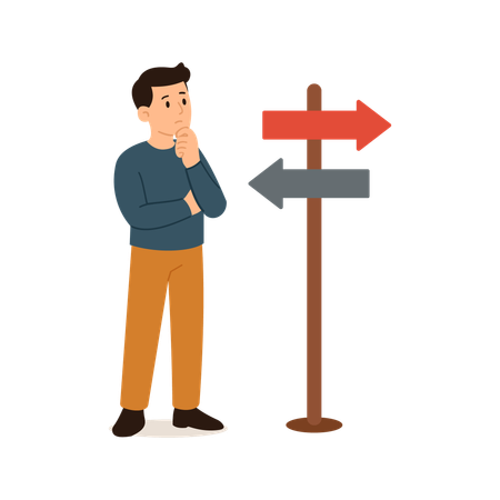 Man taking Smart Timely Business Decision Process  Illustration