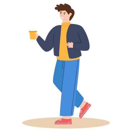 Man Taking Tea  Illustration