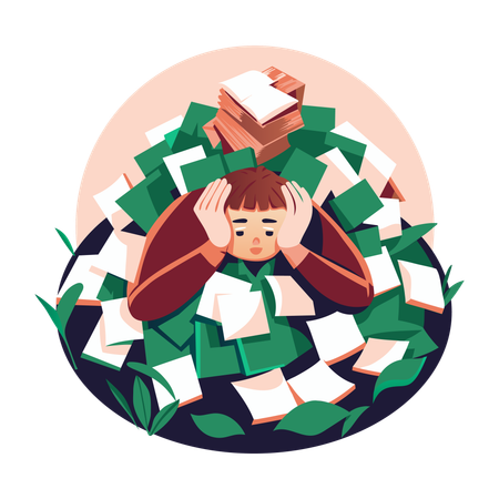 Man taking workload stress  Illustration