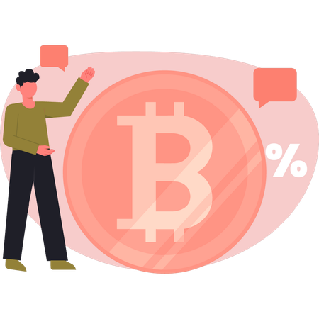 Man talking about bitcoin percentage  Illustration