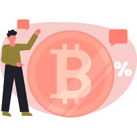 Man talking about bitcoin percentage  Illustration