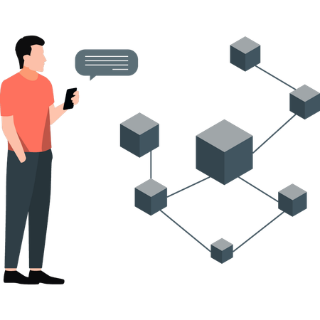 Man talking about blockchain technology  Illustration