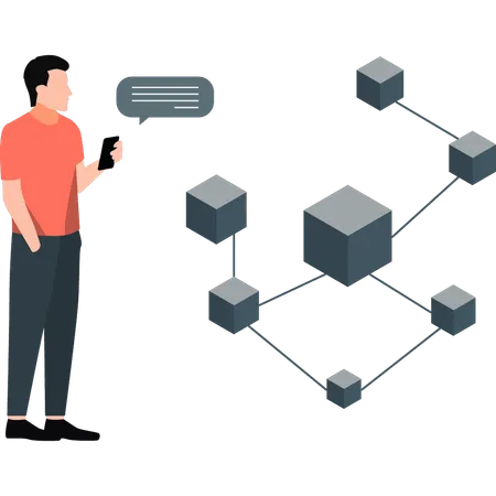 Man talking about blockchain technology  Illustration