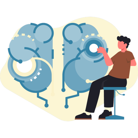 Man talking about brain programming  Illustration