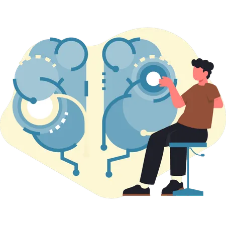 Man talking about brain programming  Illustration