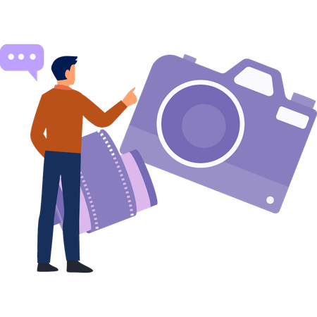 Man talking about  camera  Illustration