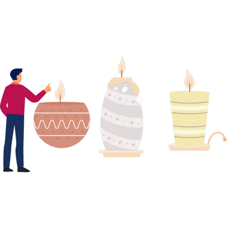 Man talking about candles soodabeh  Illustration