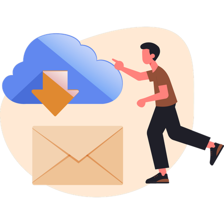 Man talking about cloud mail  Illustration