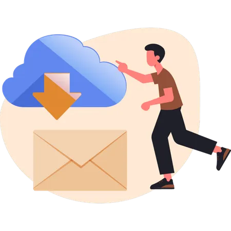 Man talking about cloud mail  Illustration