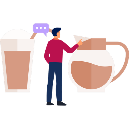 Man talking about coffee jug  Illustration