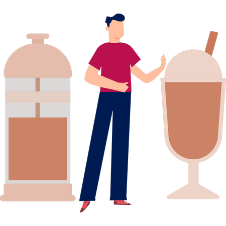 Man talking about cold drink  Illustration