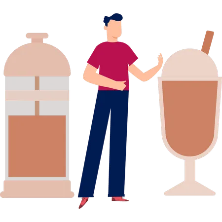 Man talking about cold drink  Illustration