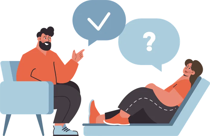 Man talking about faq with girl  Illustration